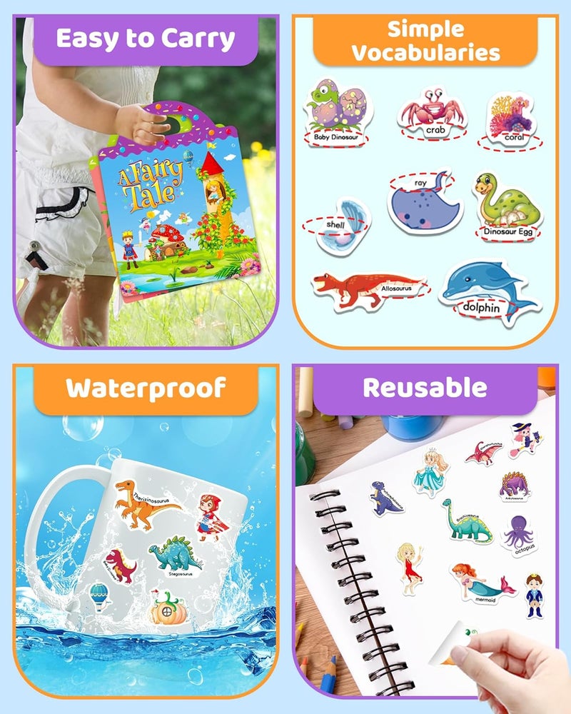 Benresive Reusable Sticker Books for Kids, Sticker Books for Toddlers, Toddler Travel Toys Activities Crafts Ages 3 and Up Birthday Gifts - Ocean, Fairy and Dinosaur - Image 5